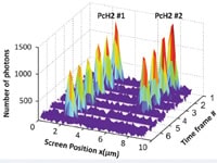 Figure 2: Typical fluorescence image of surface-deposited phthalocyanine molecules Thomas Juffmann, Adriana Milic, Michael Muellneritsch, Peter Asenbaum, Alexander Tsukernik, Jens Tuexen, Marcel Mayor, Ori Cheshnovsky and Markus Arndt. “Real-time single-molecule imaging of quantum interference” Nature Nanotechnology 7, 297–300 (2012) http://www.quantumnano.at/far-field-more.3953.html
